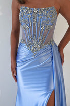 Oh Hello Clothing Dresses 1*DONE - CINDERALLA-C169 BLUE Embellished Satin Evening Gown (Copy)