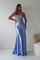 Oh Hello Clothing Dresses 1*DONE - CINDERALLA-C169 BLUE Embellished Satin Evening Gown (Copy)