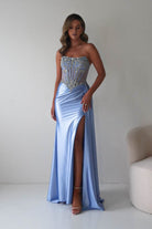 Oh Hello Clothing Dresses 1*DONE - CINDERALLA-C169 BLUE Embellished Satin Evening Gown (Copy)