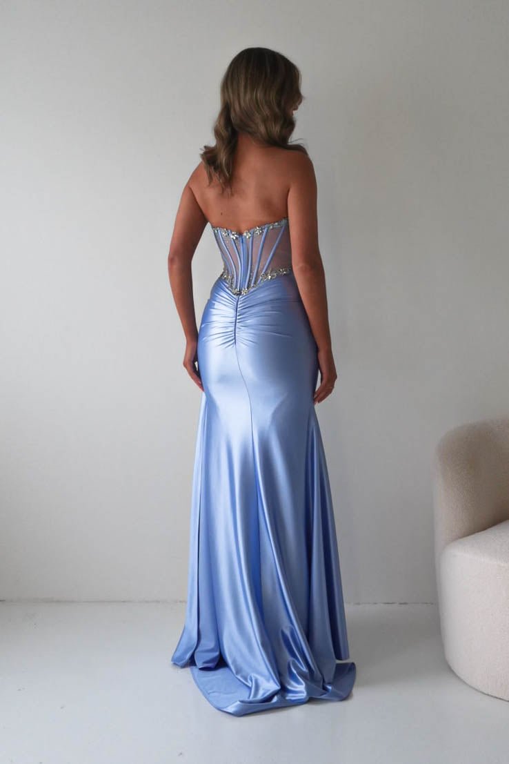 Oh Hello Clothing Dresses 1*DONE - CINDERALLA-C169 BLUE Embellished Satin Evening Gown (Copy)