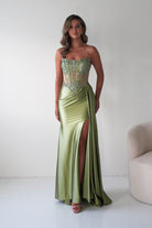 Oh Hello Clothing Dresses 1*DONE - CINDERALLA-C169 SAGE Embellished Satin Evening Gown (Copy) (Copy)