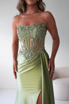 Oh Hello Clothing Dresses 1*DONE - CINDERALLA-C169 SAGE Embellished Satin Evening Gown (Copy) (Copy)