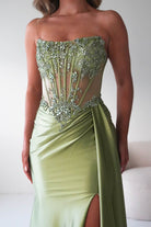 Oh Hello Clothing Dresses 1*DONE - CINDERALLA-C169 SAGE Embellished Satin Evening Gown (Copy) (Copy)