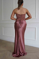 Oh Hello Clothing Dresses > Prom Dresses Giselle Corset Satin Maxi Dress | Rosewood