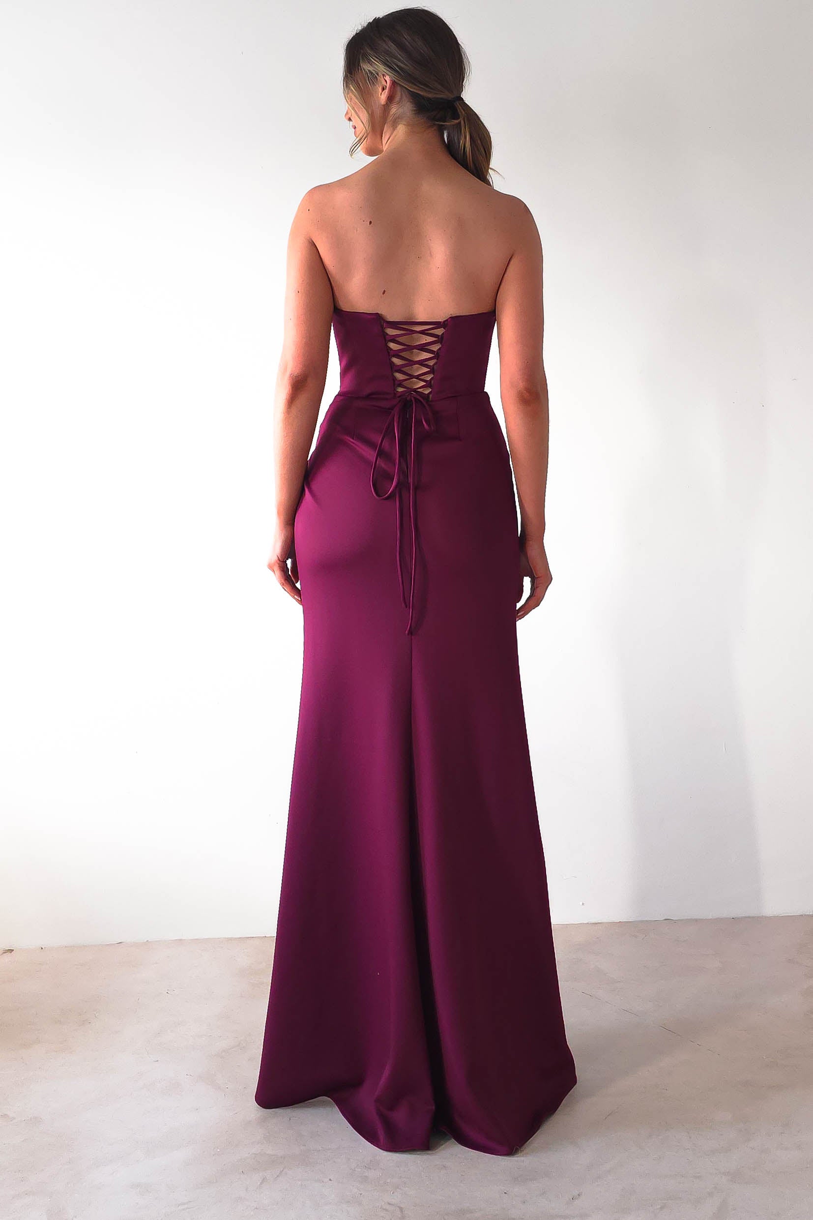 Grasie Bodycon Strapless Gown | Wine | Debs & Prom | Formal Gown | Oh Hello Clothing