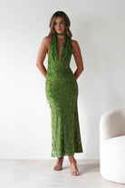 Grayson Floral Jacquard Maxi Dress Green | Wedding Guest Dress | Maxi | Oh Hello Clothing