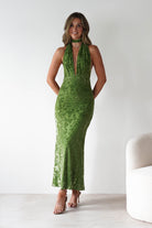 Grayson Floral Jacquard Maxi Dress Green | Wedding Guest Dress | Maxi | Oh Hello Clothing