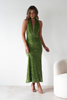 Grayson Floral Jacquard Maxi Dress Green | Wedding Guest Dress | Maxi | Oh Hello Clothing