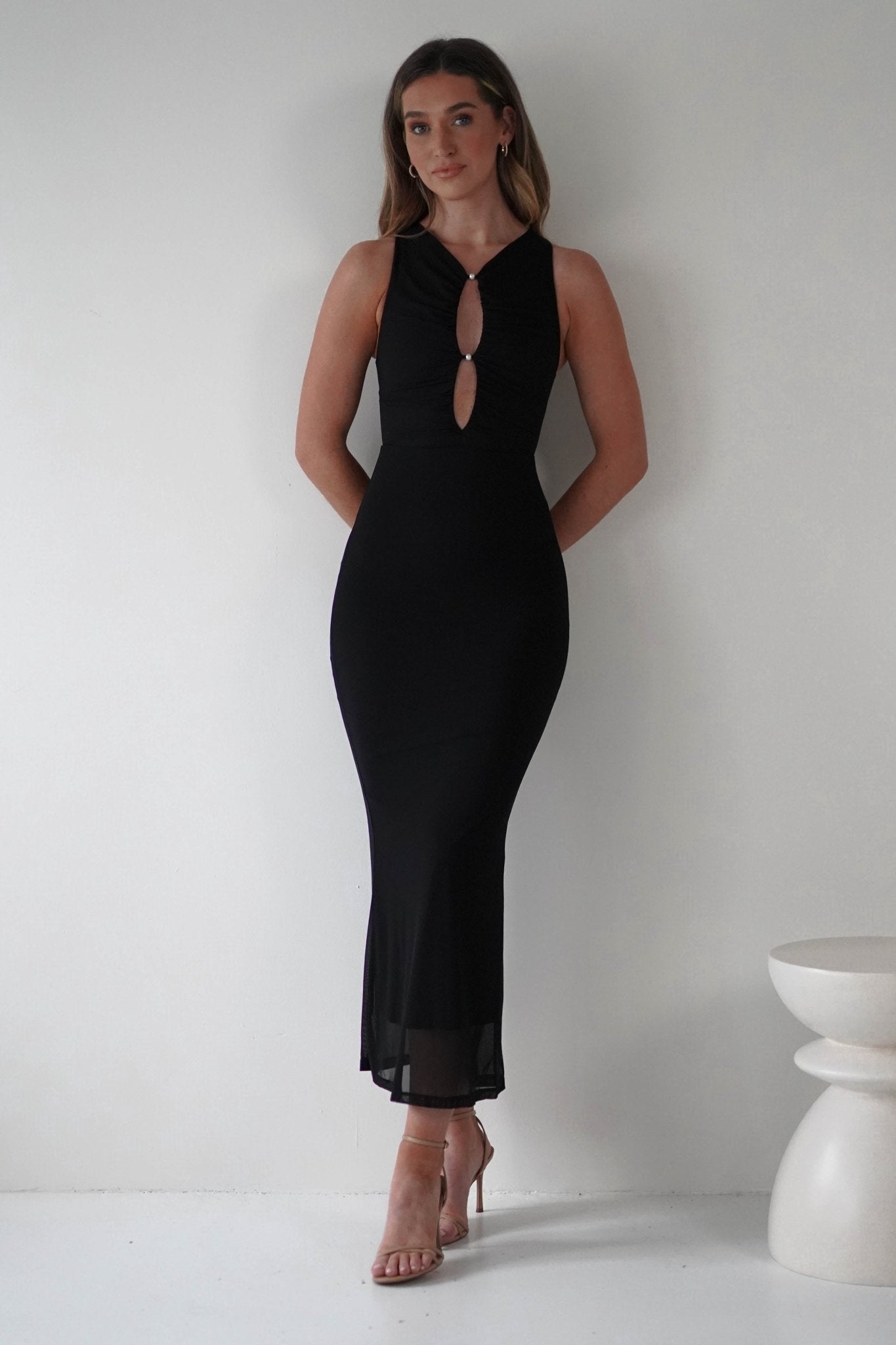 Hallie Mesh Bodycon Maxi Dress Black | Wedding Guest Dress | Bodycon | Maxi | Oh Hello Clothing