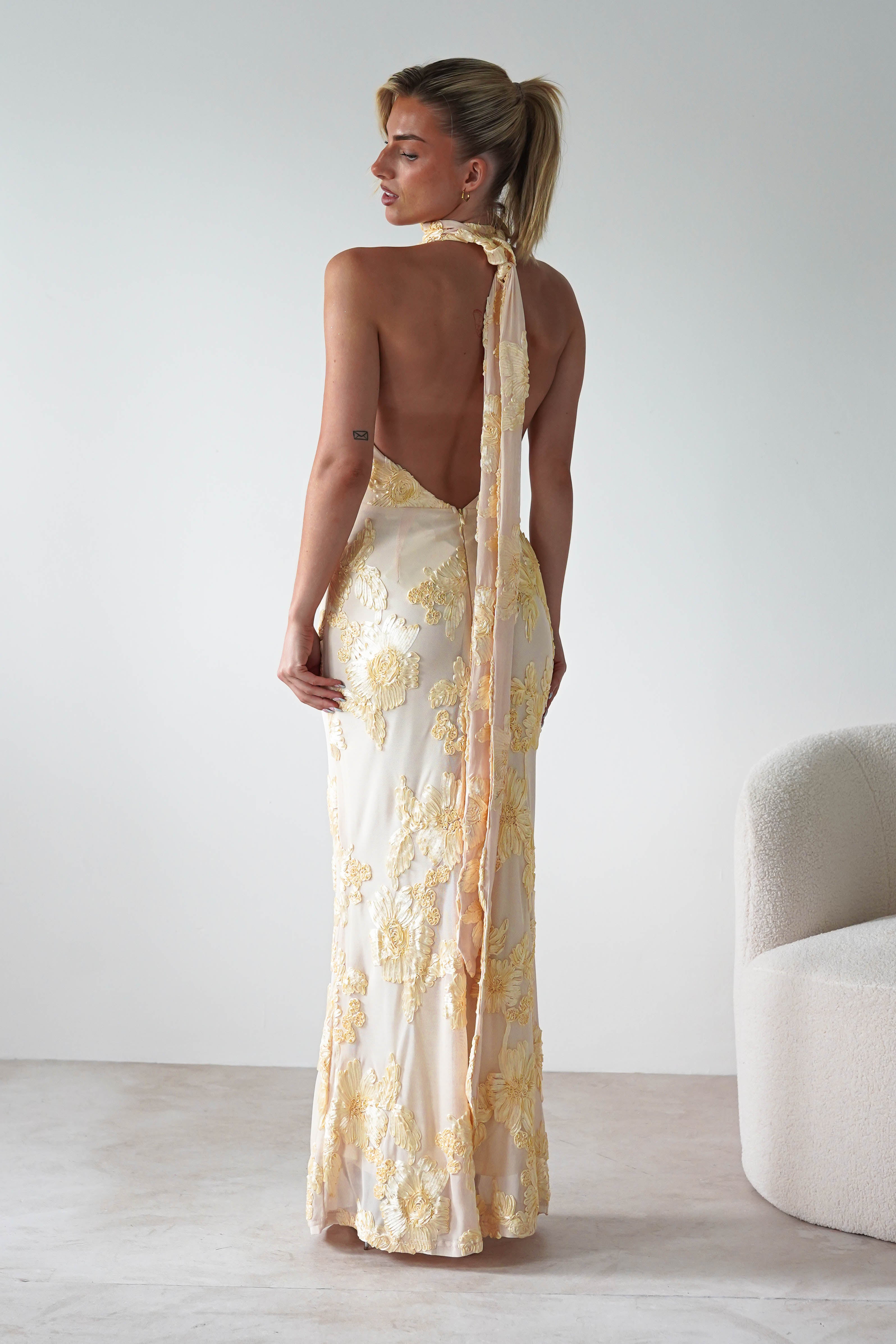 Halsey Tie Back Maxi Dress Light Yellow | Wedding Guest Dress | Maxi | Oh Hello Clothing