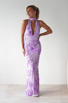Halsey Tie Back Maxi Dress Lilac Textured | Wedding Guest Dress | Maxi | Oh Hello Clothing