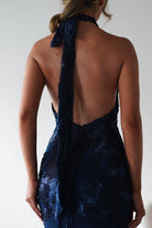 Halsey Tie Back Maxi Dress Navy Textured | Wedding Guest Dress | Maxi | Oh Hello Clothing
