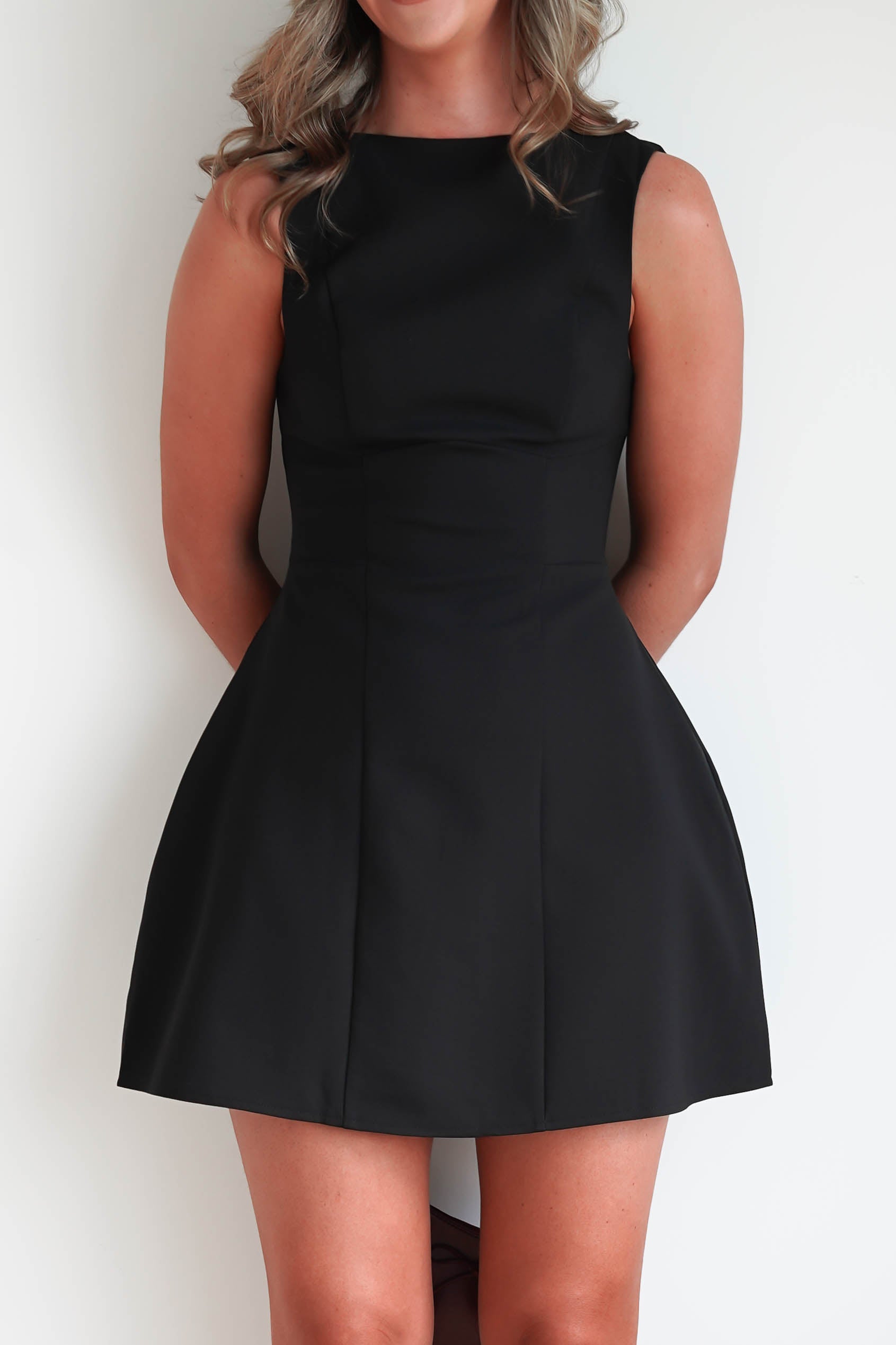 Hannah Structured Mini Dress Black | Wedding Guest Dress | Oh Hello Clothing