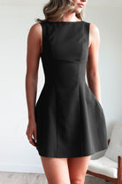 Hannah Structured Mini Dress Black | Wedding Guest Dress | Oh Hello Clothing
