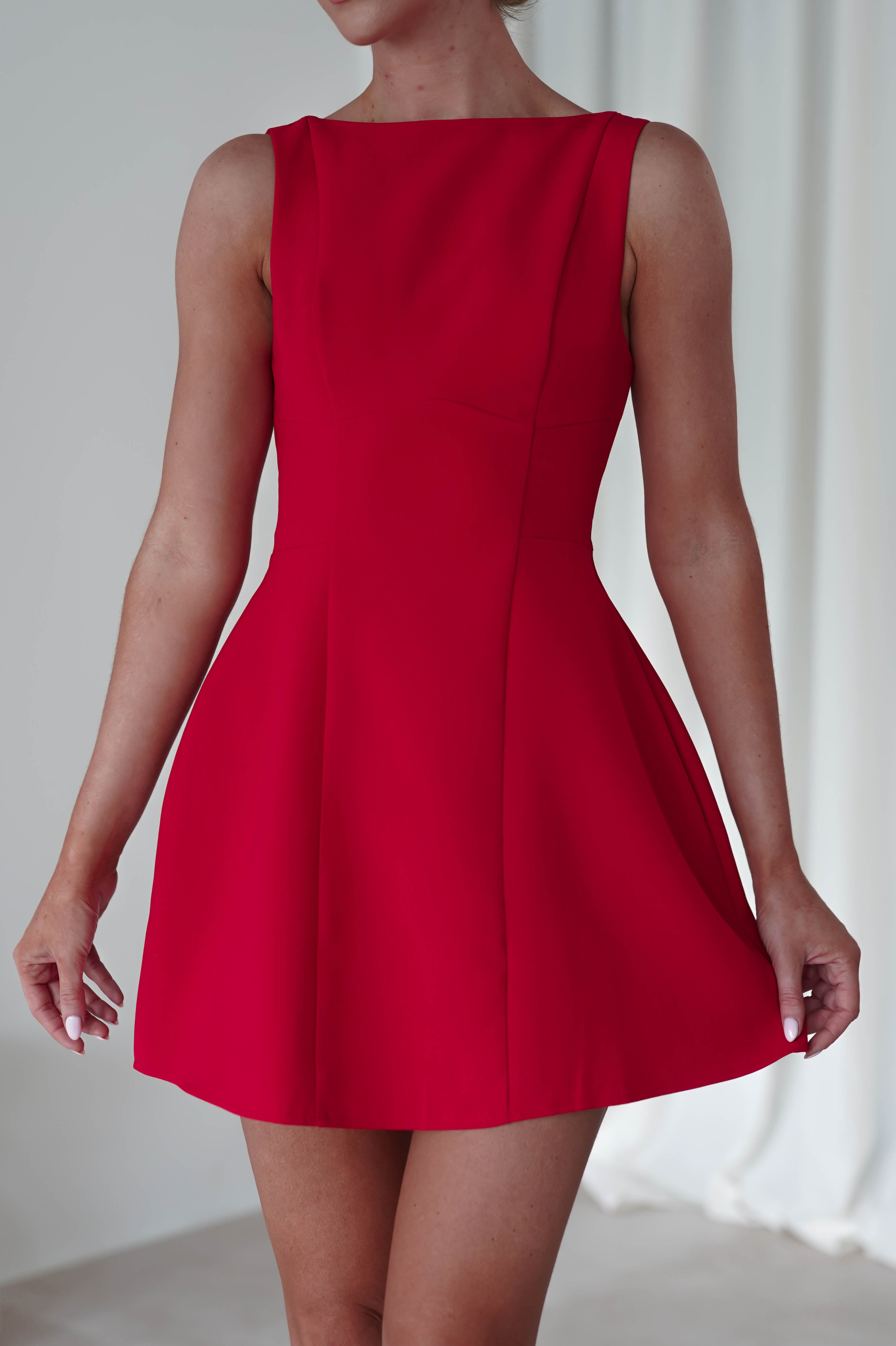 Hannah Structured Mini Dress Red | Wedding Guest Dress | Oh Hello Clothing