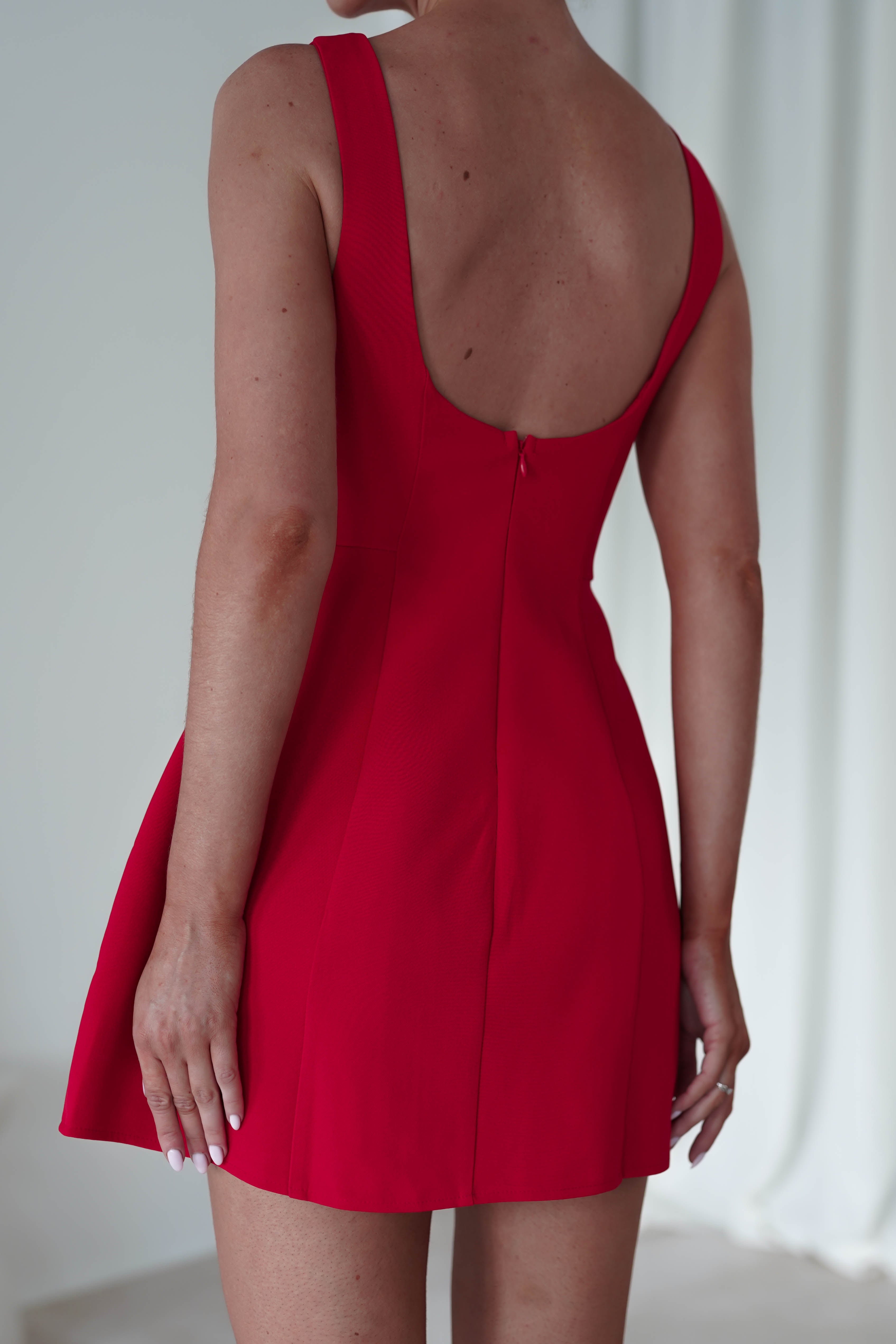 Hannah Structured Mini Dress Red | Wedding Guest Dress | Oh Hello Clothing