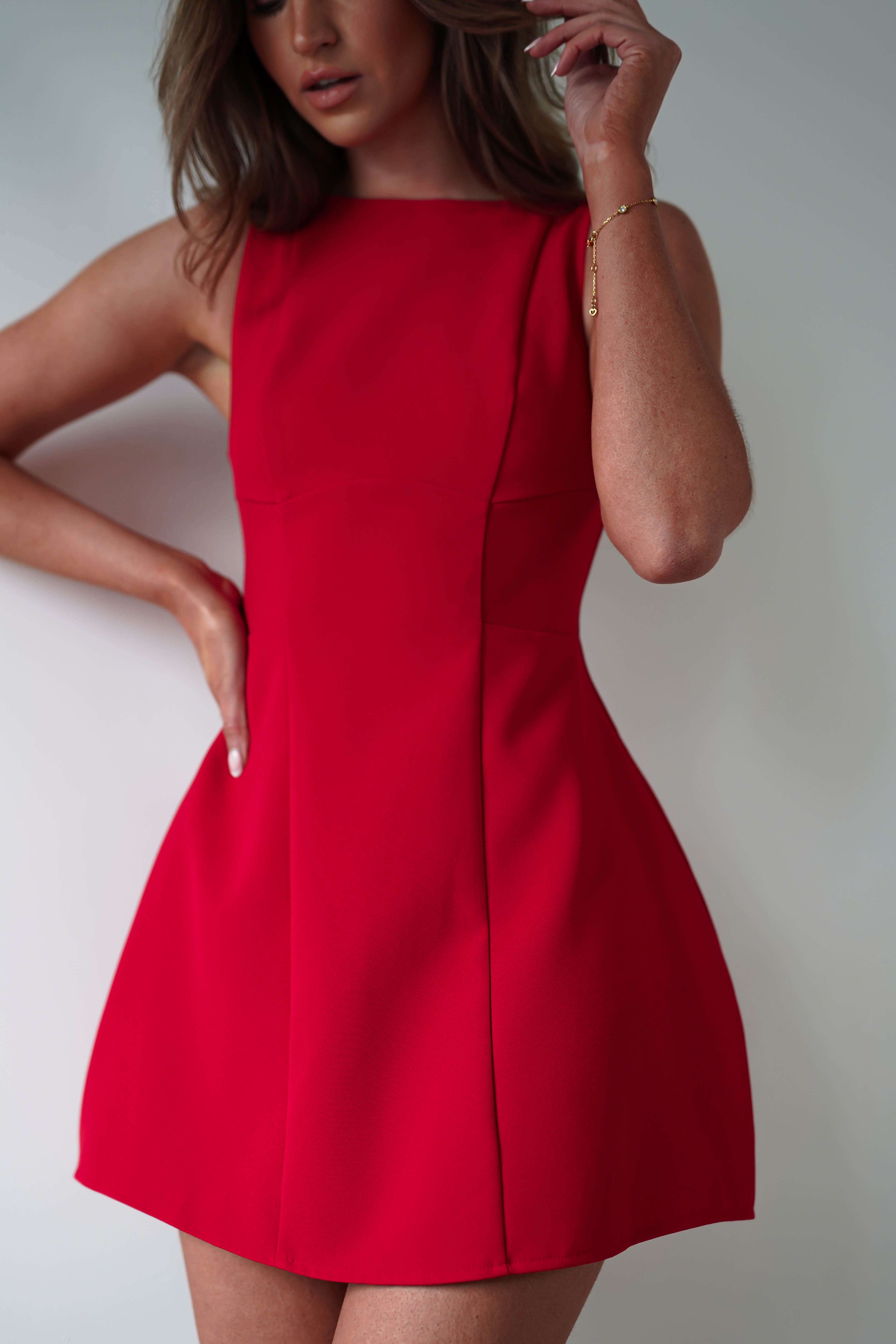 Hannah Structured Mini Dress Red | Wedding Guest Dress | Oh Hello Clothing