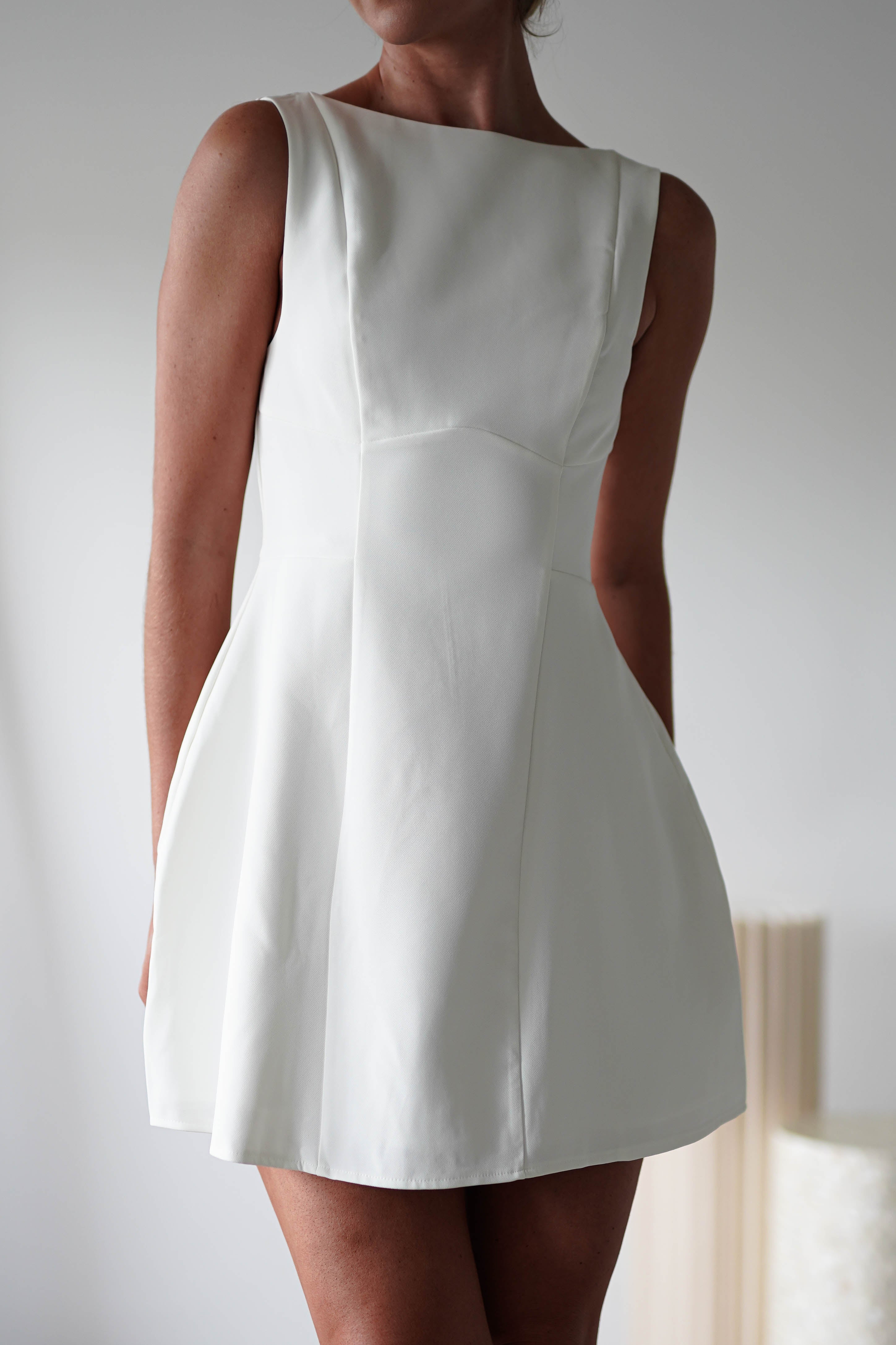 Hannah Structured Mini Dress | White | Graduation | Bride To Be Hen Dress | Oh Hello Clothing