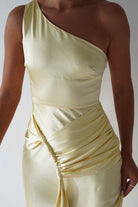 Harissa Soft Satin Maxi Dress Yellow | Wedding Guest Dress | Maxi | Satin | Oh Hello Clothing