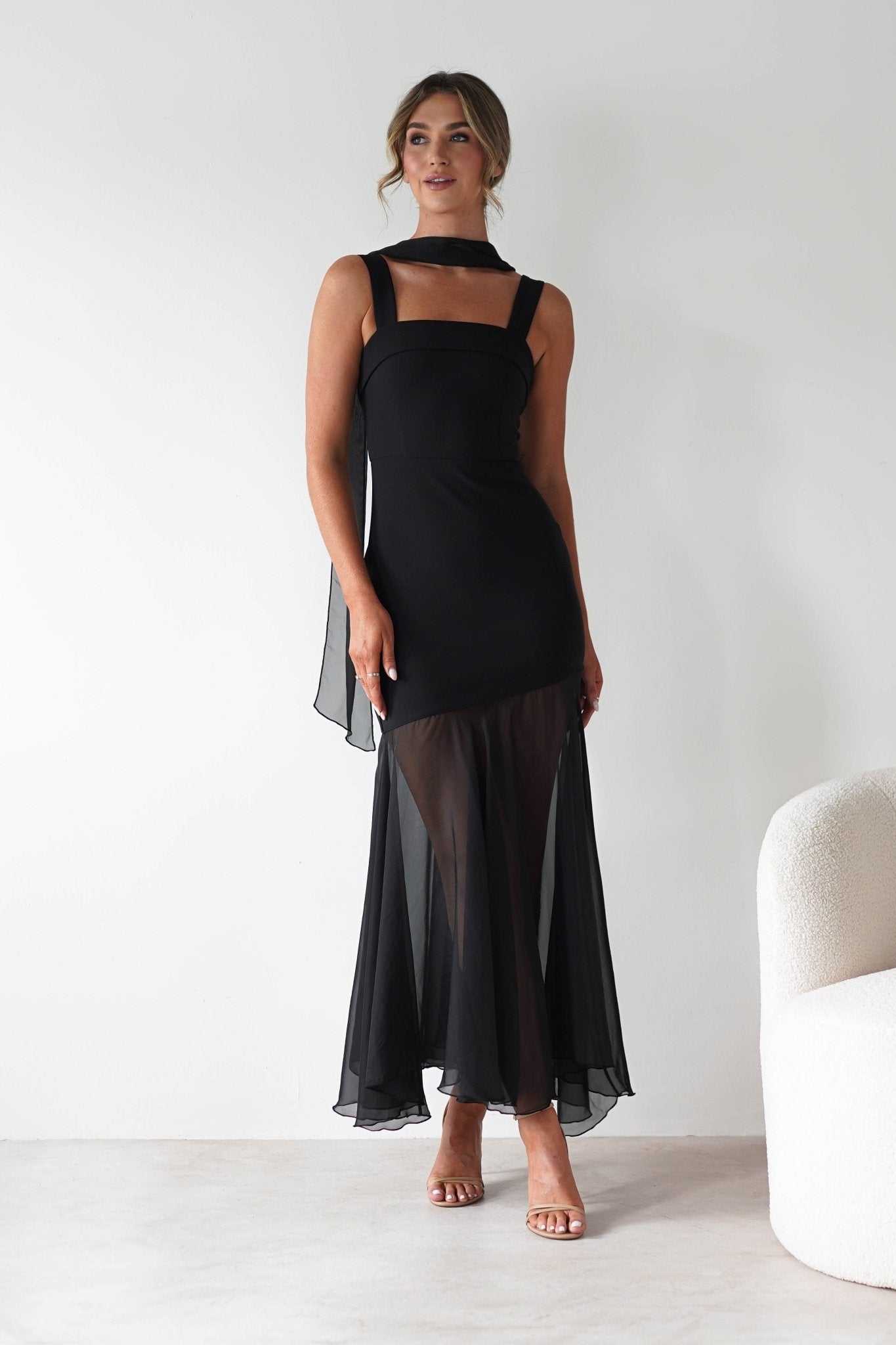 Harmony Square Neck Bodycon Maxi Dress Black | Wedding Guest Dress | Square Neck | Bodycon | Oh Hello Clothing