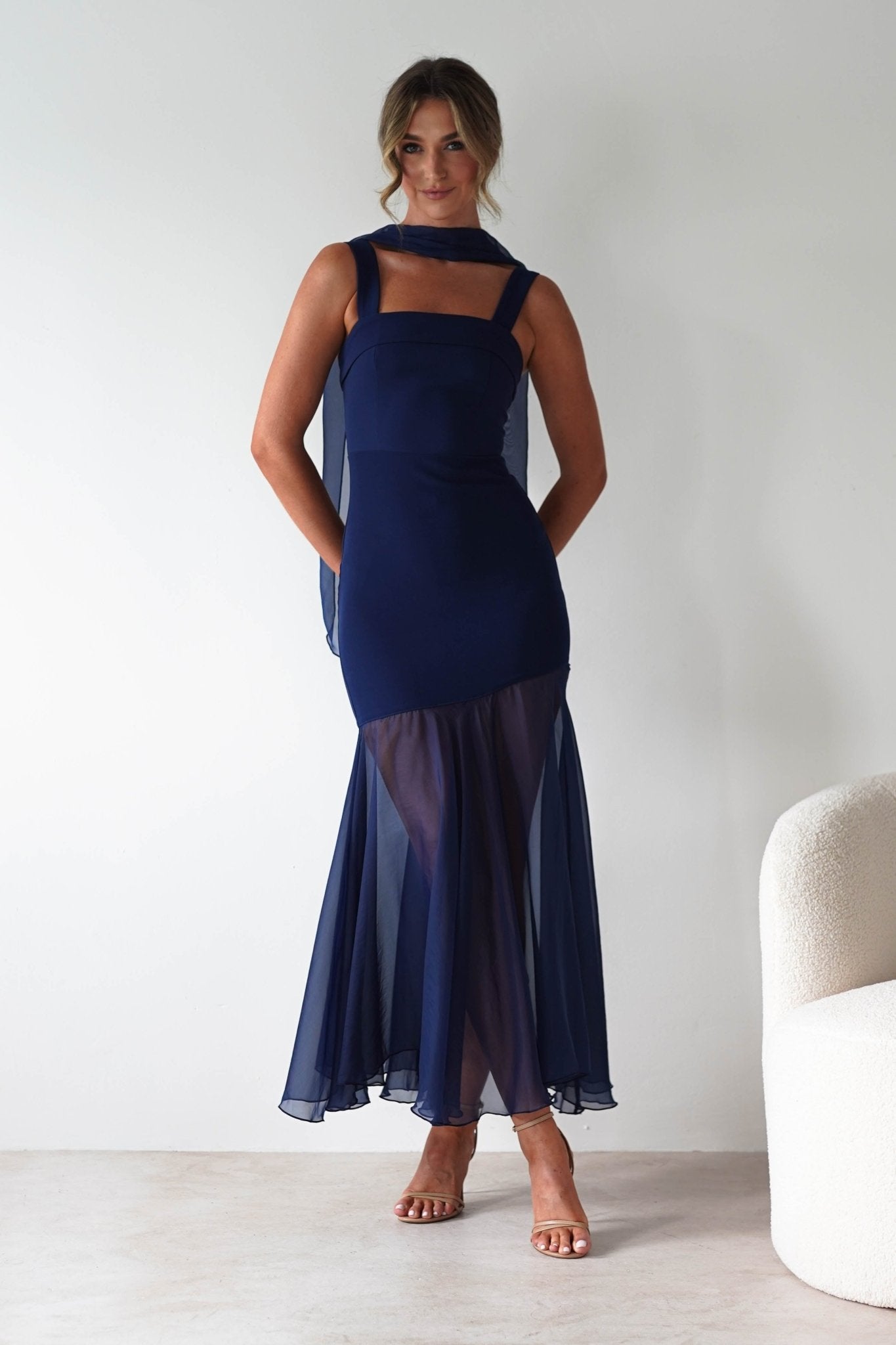 Harmony Square Neck Bodycon Maxi Dress Navy | Wedding Guest Dress | Square Neck | Bodycon | Oh Hello Clothing