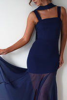 Harmony Square Neck Bodycon Maxi Dress Navy | Wedding Guest Dress | Square Neck | Bodycon | Oh Hello Clothing