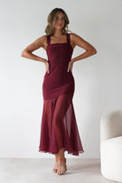 Harmony Square Neck Bodycon Maxi Dress Wine | Wedding Guest Dress | Square Neck | Bodycon | Oh Hello Clothing
