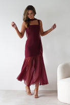 Harmony Square Neck Bodycon Maxi Dress Wine | Wedding Guest Dress | Square Neck | Bodycon | Oh Hello Clothing