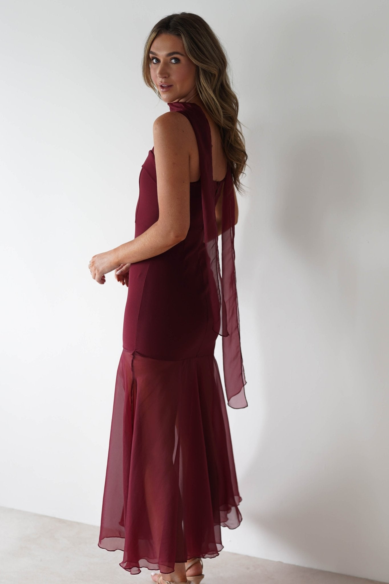 Harmony Square Neck Bodycon Maxi Dress Wine | Wedding Guest Dress | Square Neck | Bodycon | Oh Hello Clothing