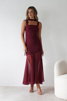 Harmony Square Neck Bodycon Maxi Dress Wine | Wedding Guest Dress | Square Neck | Bodycon | Oh Hello Clothing