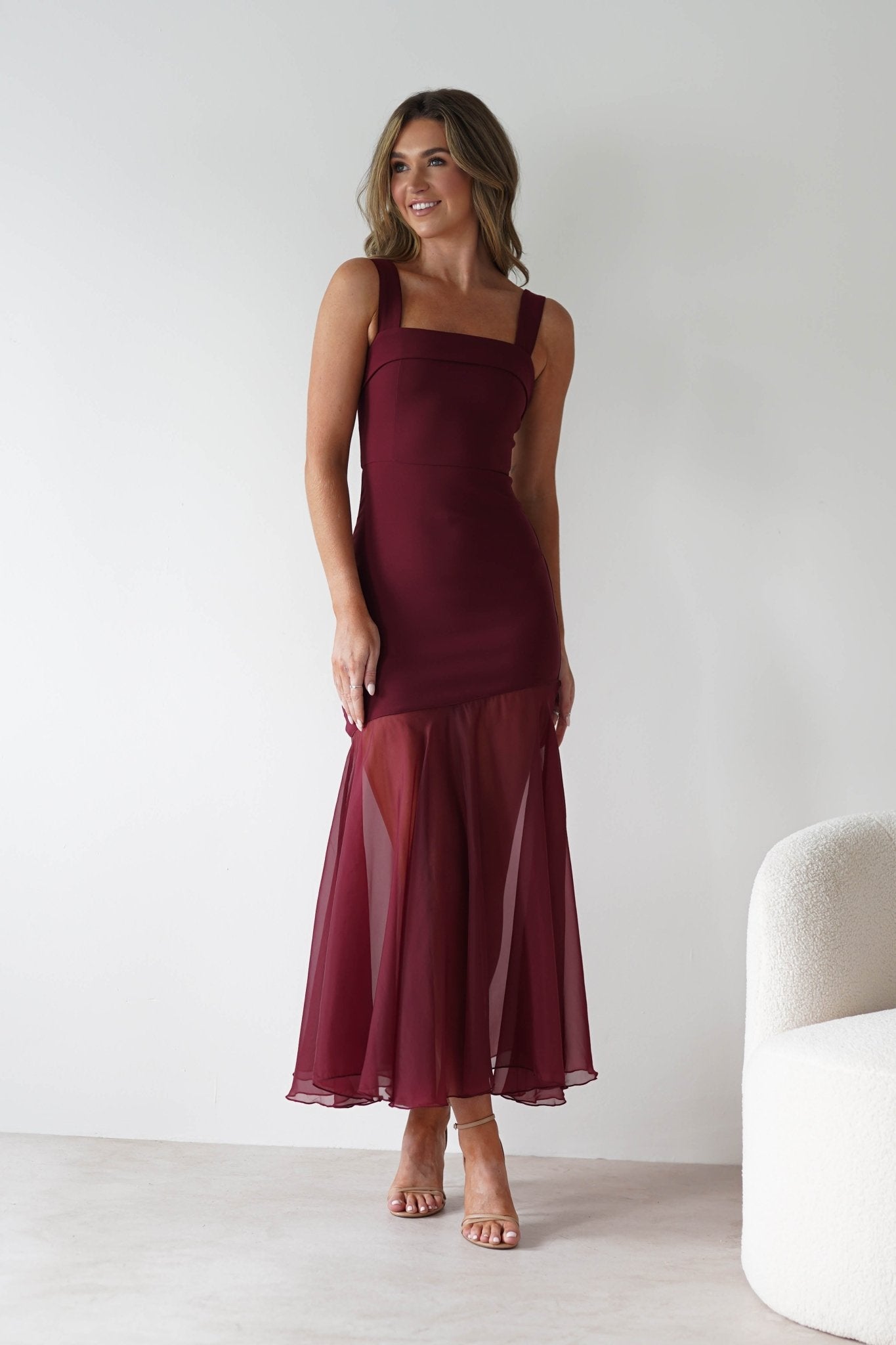 Harmony Square Neck Bodycon Maxi Dress Wine | Wedding Guest Dress | Square Neck | Bodycon | Oh Hello Clothing