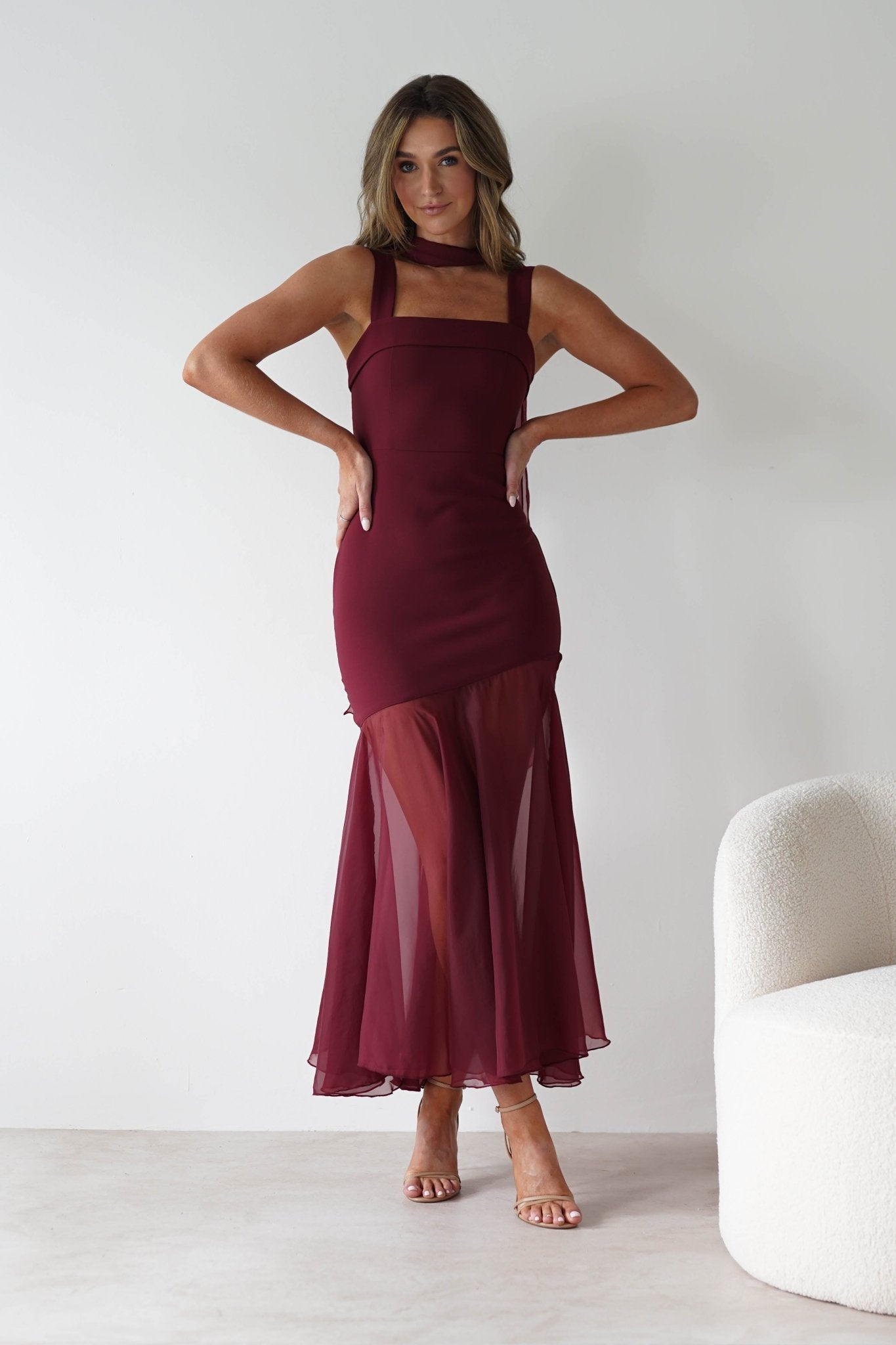 Harmony Square Neck Bodycon Maxi Dress Wine | Wedding Guest Dress | Square Neck | Bodycon | Oh Hello Clothing