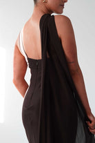 Oh Hello Clothing Dresses 1*DONE- NEW COLOUR- Hathaway Chiffon Drape Maxi Dress brown