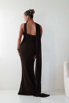 Oh Hello Clothing Dresses 1*DONE- NEW COLOUR- Hathaway Chiffon Drape Maxi Dress brown