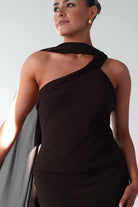 Oh Hello Clothing Dresses 1*DONE- NEW COLOUR- Hathaway Chiffon Drape Maxi Dress brown