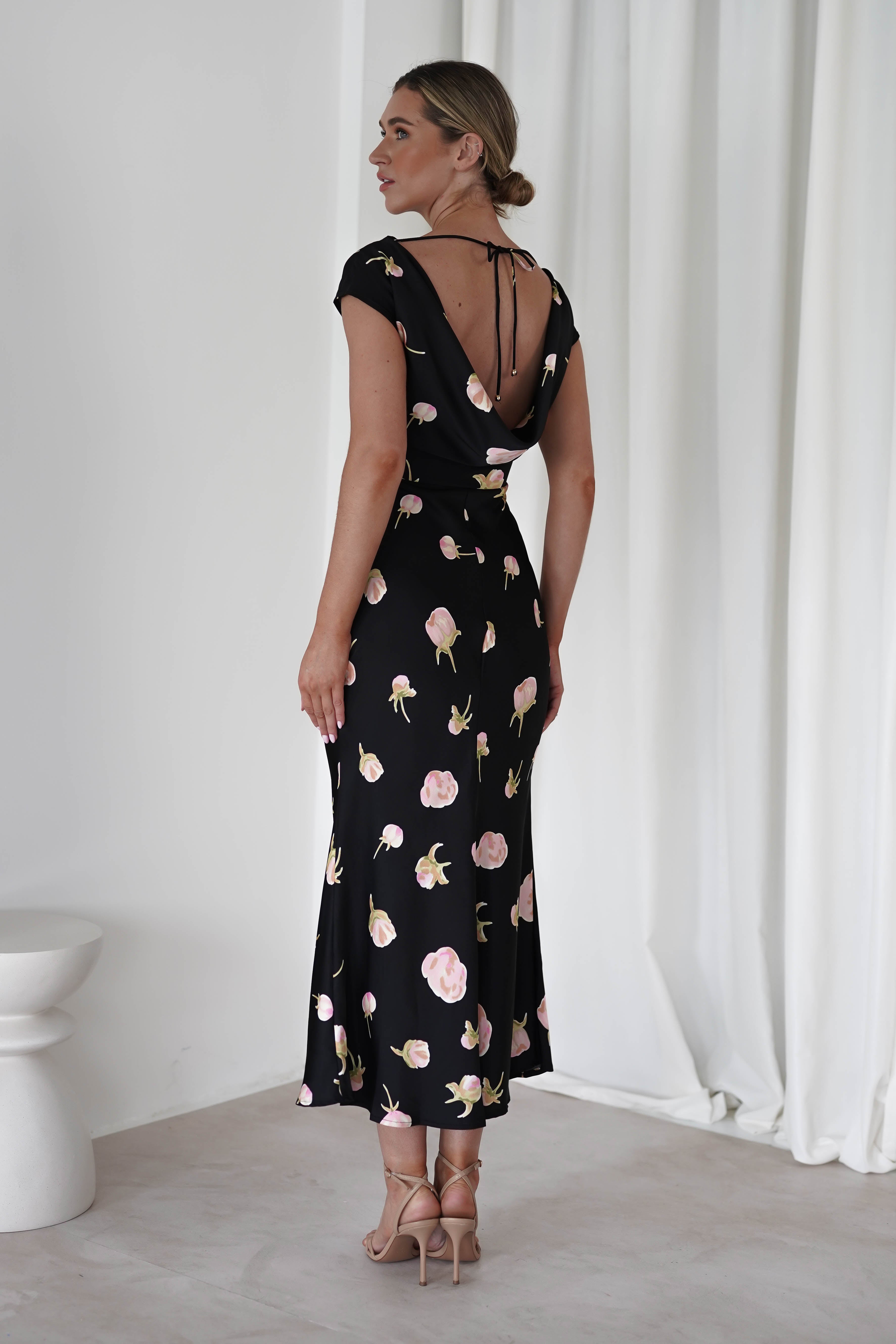 Hazel Soft Floral Maxi Dress Black | Wedding Guest Dress | Maxi | Oh Hello Clothing