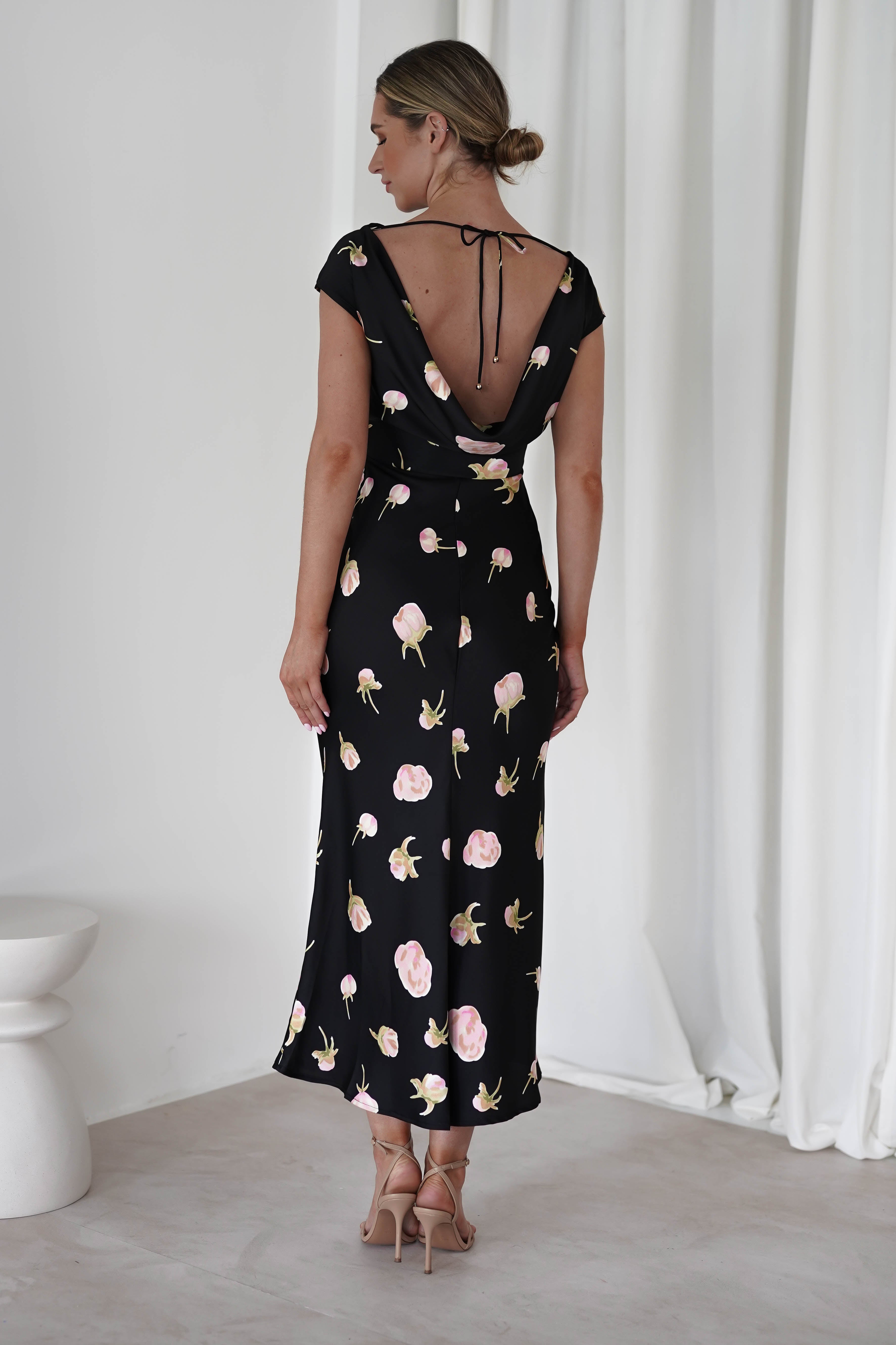 Hazel Soft Floral Maxi Dress Black | Wedding Guest Dress | Maxi | Oh Hello Clothing