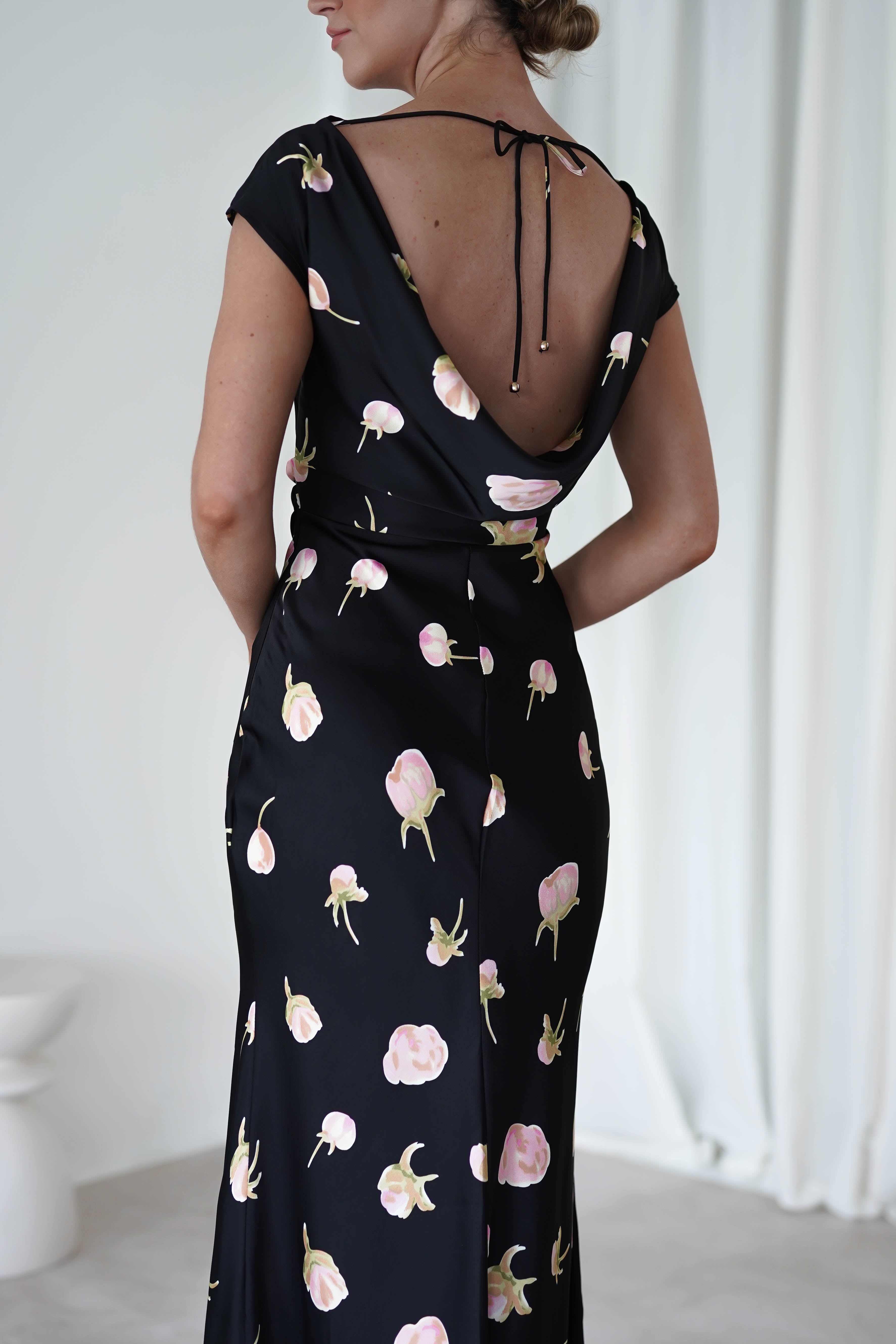 Hazel Soft Floral Maxi Dress Black | Wedding Guest Dress | Maxi | Oh Hello Clothing