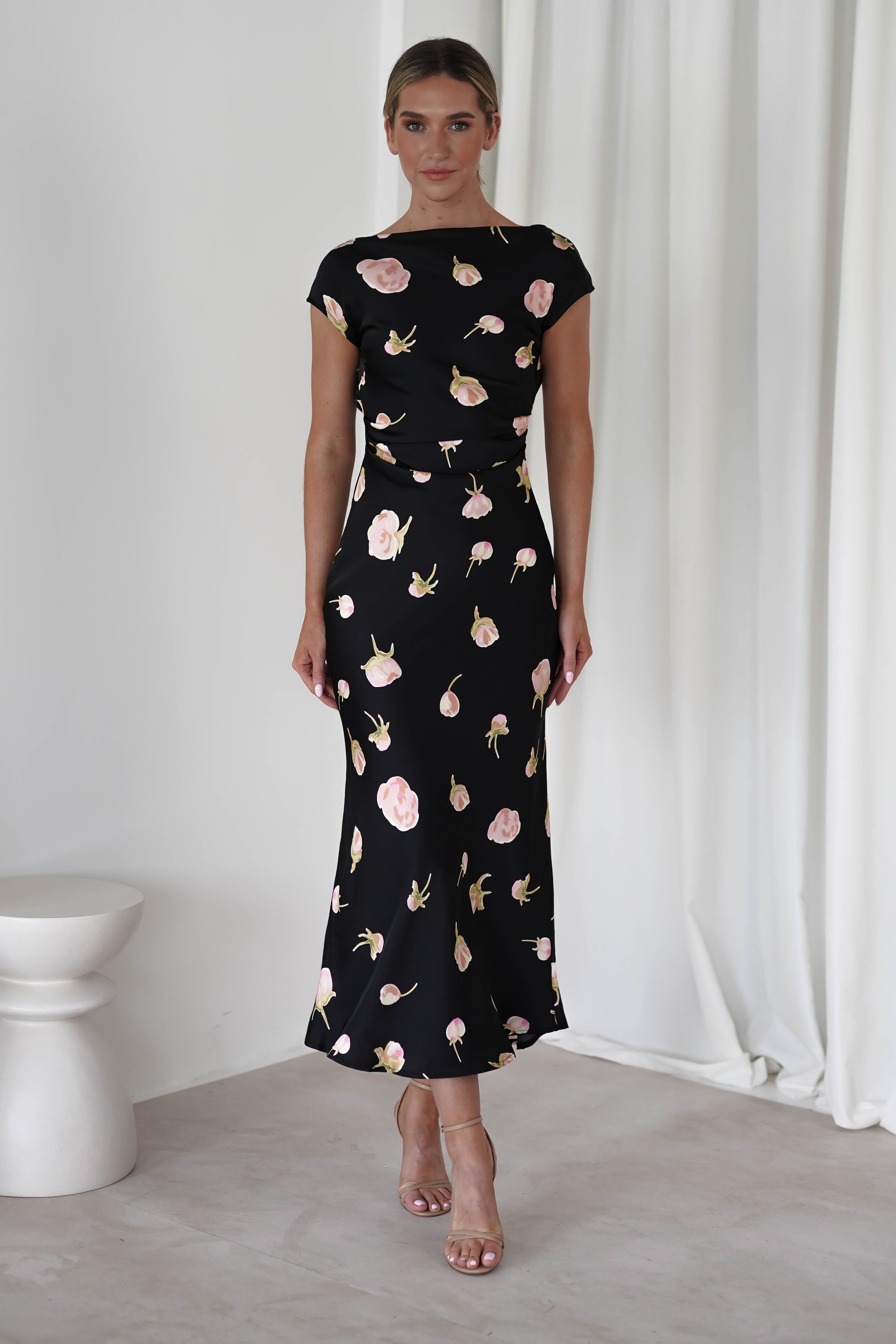 Hazel Soft Floral Maxi Dress Black | Wedding Guest Dress | Maxi | Oh Hello Clothing