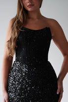 Oh Hello Clothing Women > Clothing > Dresses Henrietta Strapless Corset Sequin Gown | Black