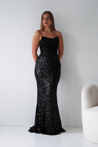 Oh Hello Clothing Women > Clothing > Dresses Henrietta Strapless Corset Sequin Gown | Black