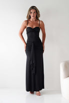Hera Bodycon Ruffle Maxi Gown Dress | Black | Debs & Prom | Formal Gown | Oh Hello Clothing