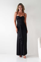 Hera Bodycon Ruffle Maxi Gown Dress | Black | Debs & Prom | Formal Gown | Oh Hello Clothing