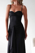 Hera Bodycon Ruffle Maxi Gown Dress | Black | Debs & Prom | Formal Gown | Oh Hello Clothing