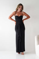 Hera Bodycon Ruffle Maxi Gown Dress | Black | Debs & Prom | Formal Gown | Oh Hello Clothing