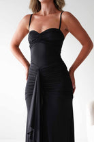 Hera Bodycon Ruffle Maxi Gown Dress | Black | Debs & Prom | Formal Gown | Oh Hello Clothing