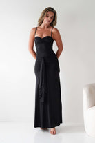Hera Bodycon Ruffle Maxi Gown Dress | Black | Debs & Prom | Formal Gown | Oh Hello Clothing