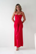 Hera Bodycon Ruffle Maxi Gown Dress | Red | Debs & Prom | Formal Gown | Oh Hello Clothing