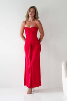 Hera Bodycon Ruffle Maxi Gown Dress | Red | Debs & Prom | Formal Gown | Oh Hello Clothing