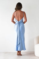 Hermie Silky Satin Maxi Dress Blue | Wedding Guest Dress | Maxi | Satin | Oh Hello Clothing